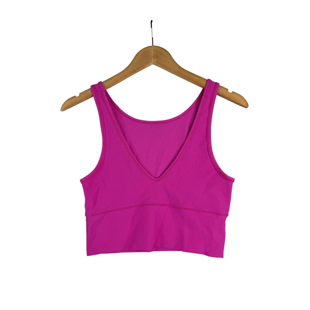 Lululemon Women's Power Pivot Ribbed Tank Top size 0 Magenta Pink